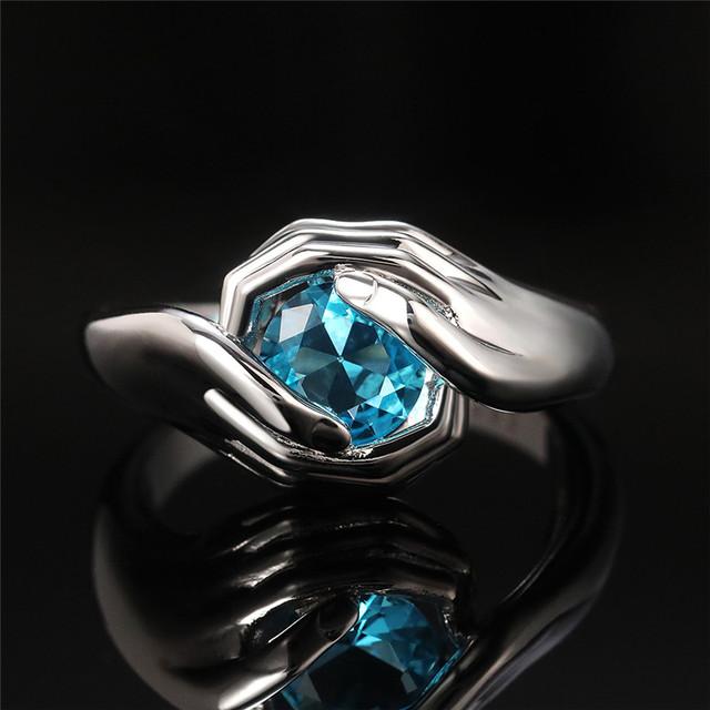 

Новый индивидуальный дизайн женских колец с круглыми небесно-голубыми циркониями в стиле хип-хоп, крутые кольца, модные украшения для женщин 9