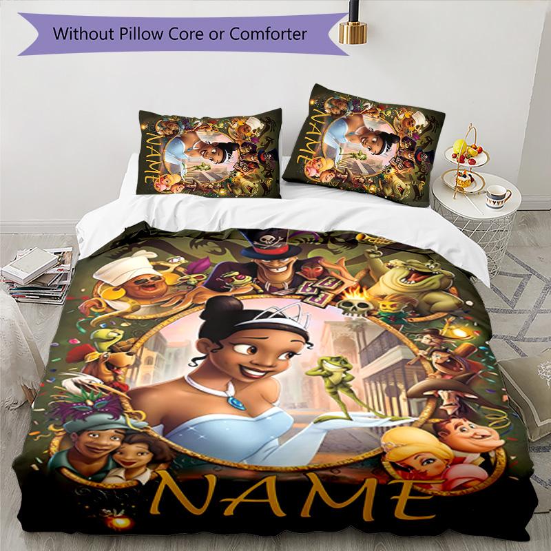 3pcs Princess5 Cover Set - Personalized Name, HD Printed Bedding with 1 Cover and 2 Pillowcases - Perfect for Home Decor, Easy Care
