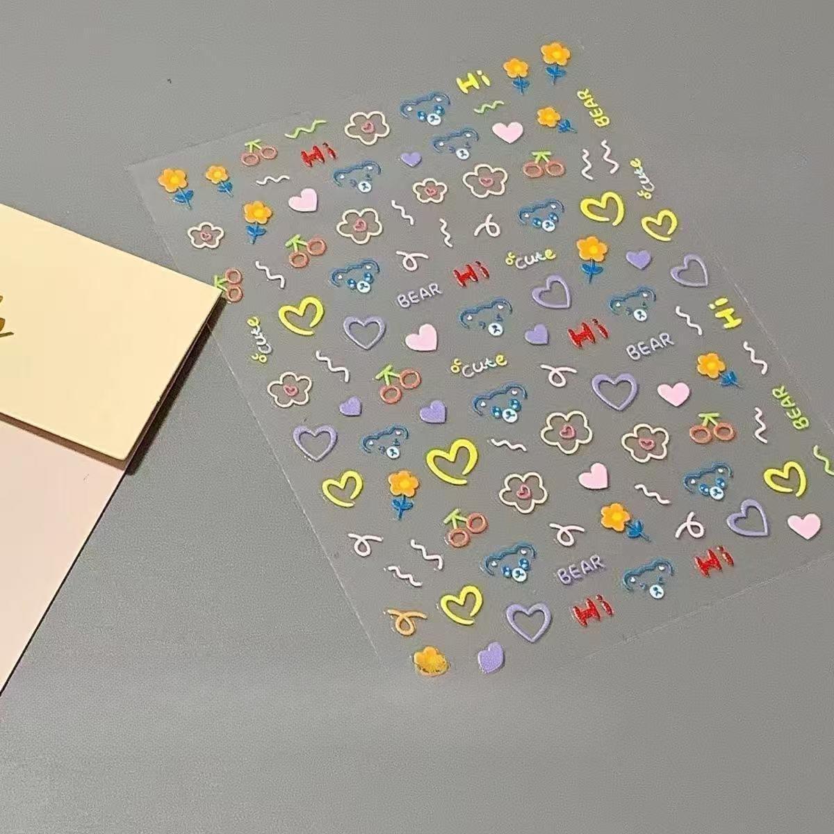 

Вышивка Сад Рельеф Наклейка для Нейл-арта Пчела Желтые Цветы Маленькая Свежая Украшение для Ногтевого Прибора T173-Childlike Emoji