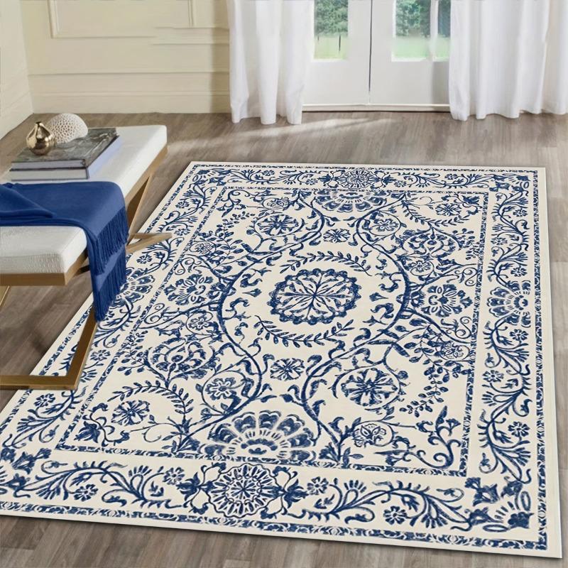 1 pieza Estilo Decoración Retro Americano, Alfombra para Sala de Estar, Felpudo, Alfombra para Dormitorio, Alfombras de Exterior, Antideslizante, Fácil de Limpiar, Lavable a Máquina