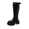 Cowhide Small Man Thick-soled Heightening Spice Girl Style Knight Boots Thick Heel But Knee-high Boots Long Boots Western Cowboy Boots