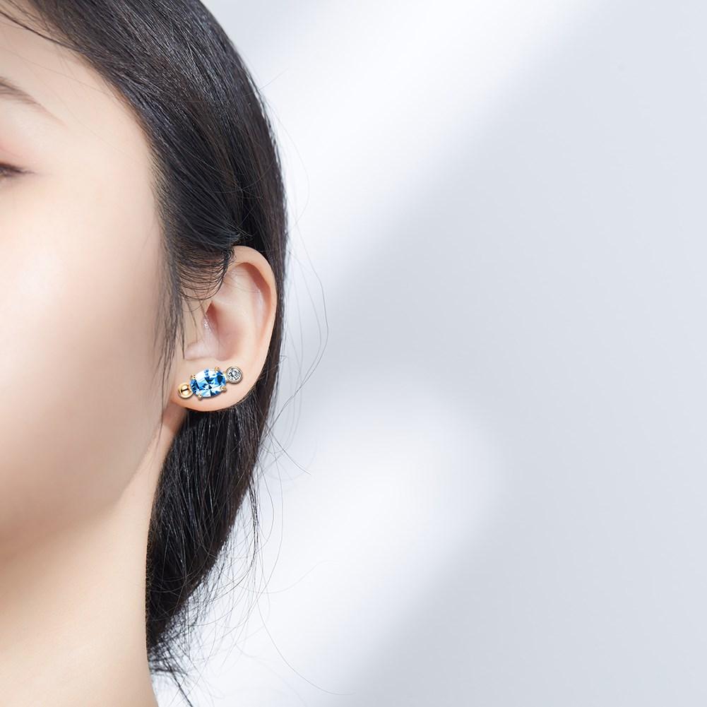 Oval Gradient Long Dangle Earrings Women Gold Color Earrings