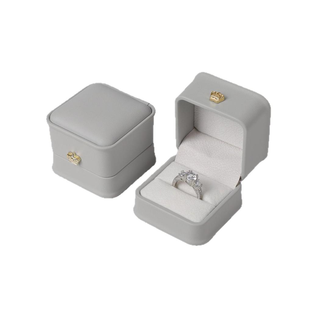 Exquisite Gray PU Leather Pendant Box for Necklaces - Jewelry Gift Storage Box
