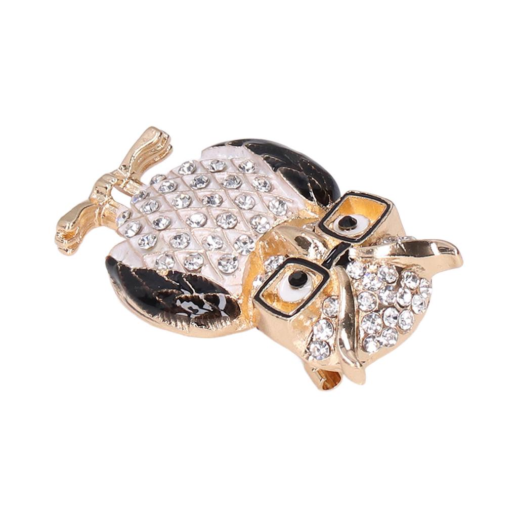 Spectacles Owl Brooch Alloy Rhinestone Cute Animal Brooch for Women Girls Festival Jewelry Gift