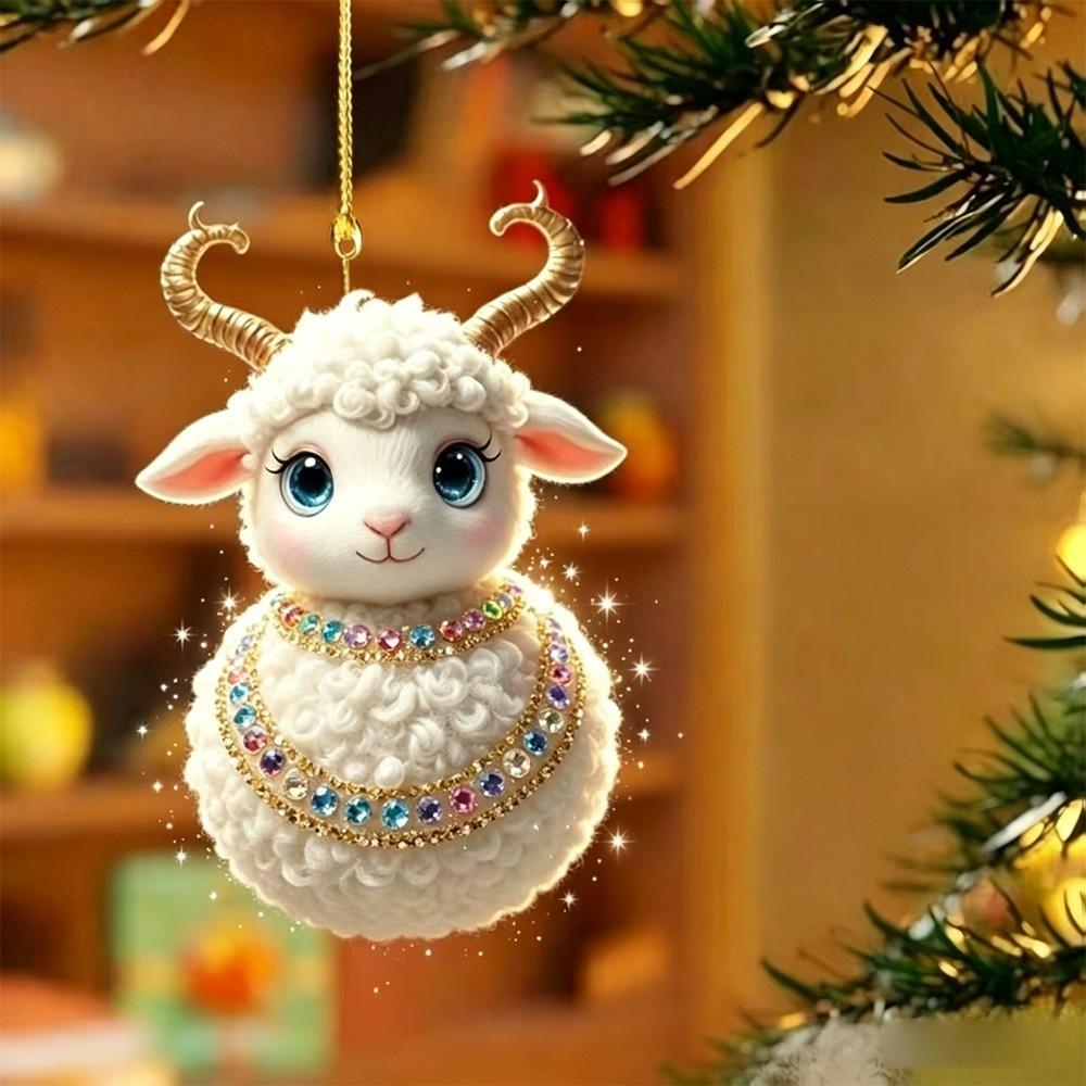 Shining Goat Pendant Acrylic Christmas Tree Ornament Gifts Keychain  Shop Window Display
