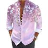Camicia da uomo a maniche lunghe per primavera estate Stampa Paisley Sfumata Collo alla coreana Bottoni