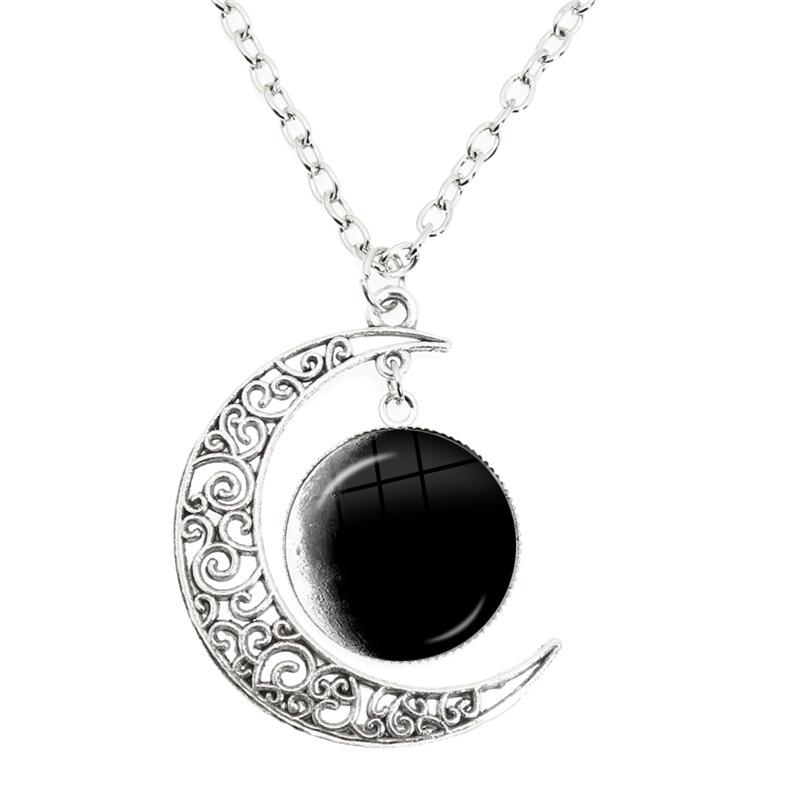 Phase Of The Moon Necklace Handmade Glass Dome Full Moon Lunar Eclipse Necklace Pendant Jewelry Gift for Astronomy Enthusiast