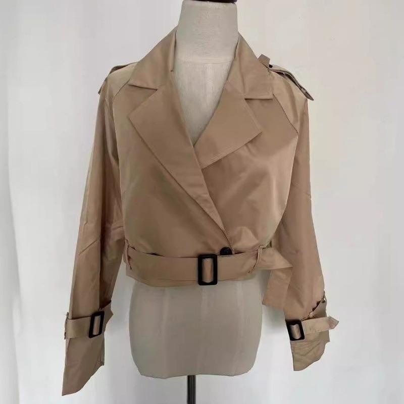 Women's Long Sleeved Short Casual Solid Color Temperament Windbreaker Jacket