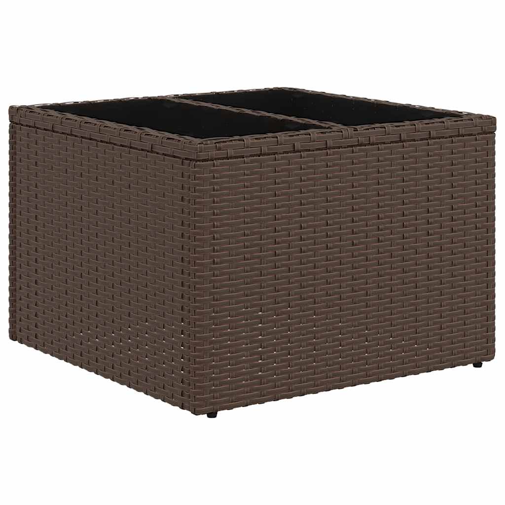 7 Piece Garden Sofa Set with Cushions Brown Poly Rattan