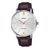 Casio MTP-VT01L-7B2 Quartz Men's Watch Silver Brown Leather Band Imported Model