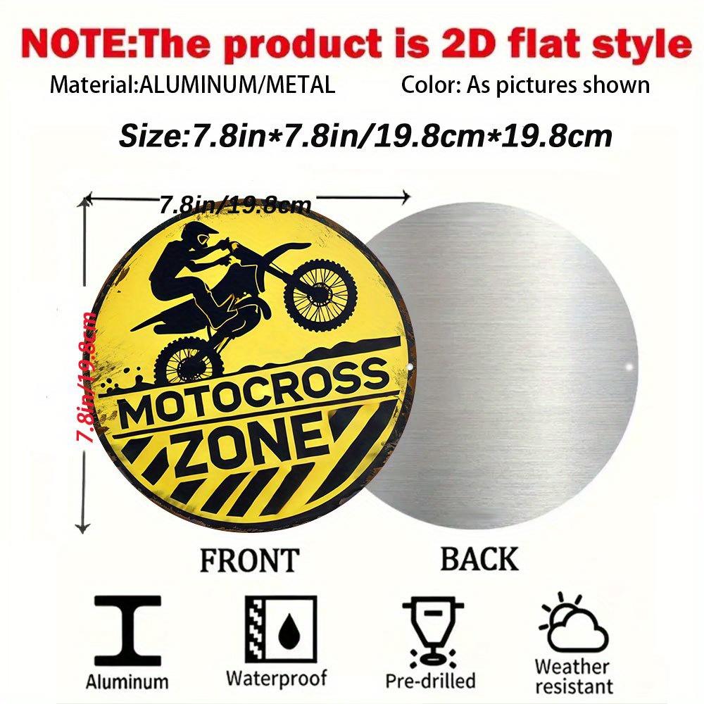 Motocross Zone Sign 2D Flat Aluminum Iron Art Wall Decor for Extreme Sports Fans