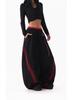 Women's Hip Hop Color Block Striped Sweatpants - Double Waistband, Baggy Fit for Spring/Autumn
