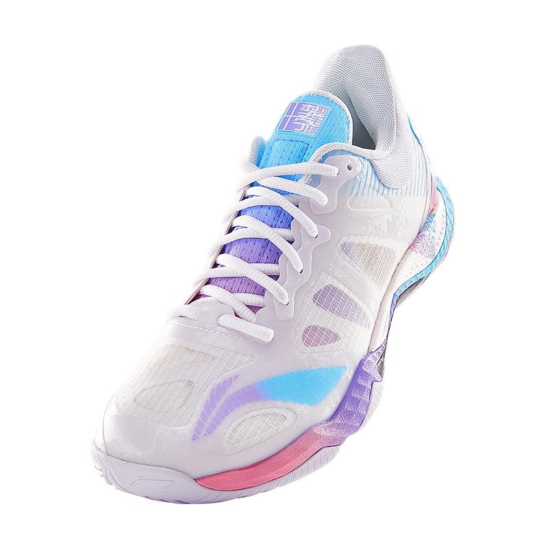 New LiNing Shock Absorbers Slip Resistant Breathable Low Top Badminton Shoes Unisex White Blue AYAR001-5