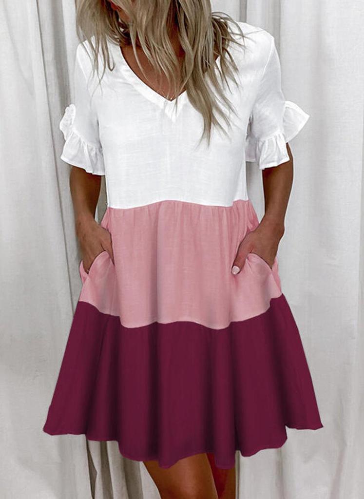 2025 European and American Women's Ruffle Pocket Printed Dress