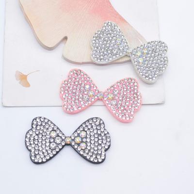 10Pcs 45*25mm Padded Colorful Rhinestone Bow Tie DIY Crafts Patches Flatback Scrapbooking Ornament Accessories