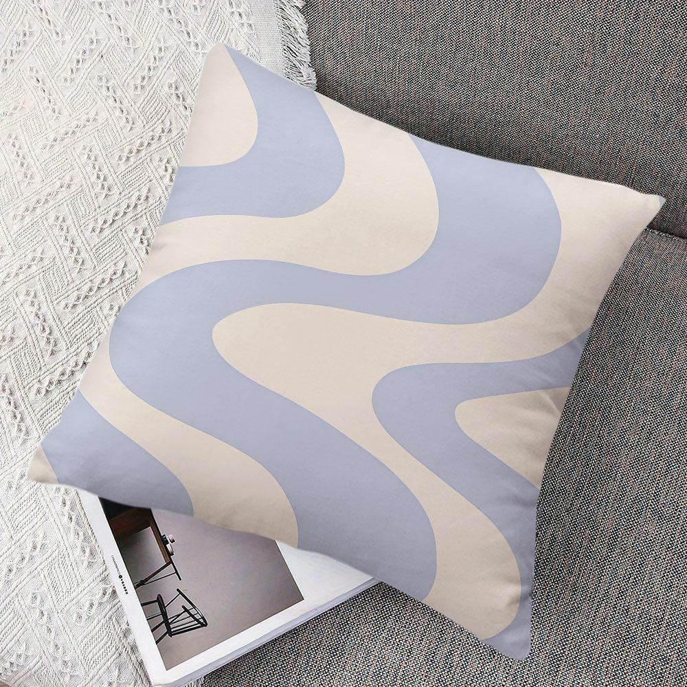 Pale Blue Curved Wave square Jacquard Pillow Cover for Sofa Office Waist Cushion Cover Home Decorative Pillowcase