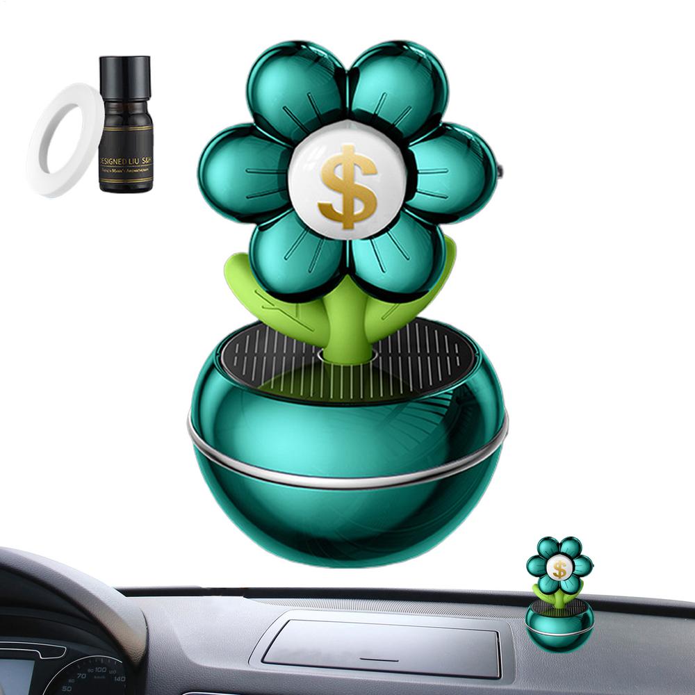 Solar Car Air Freshener Rotatable Fragrance For Dashboard Money Flower Long Lasting Air Freshener Decor For Car Interior Truck