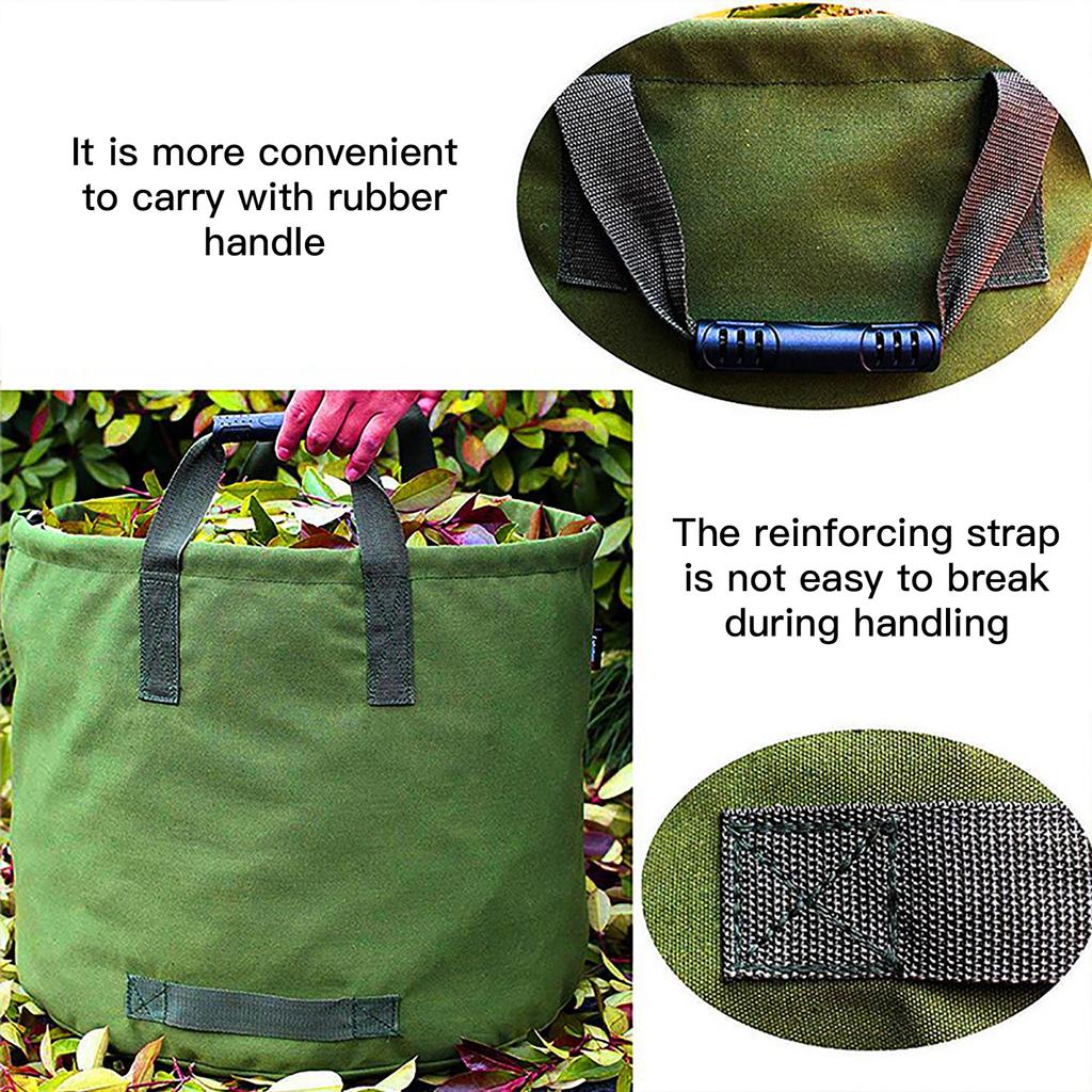 Canvas Leaf Storage Bag Reinforced Garden Leaf Compost Bag Reusable Heavy Duty for Garden Outdoor Use Black
