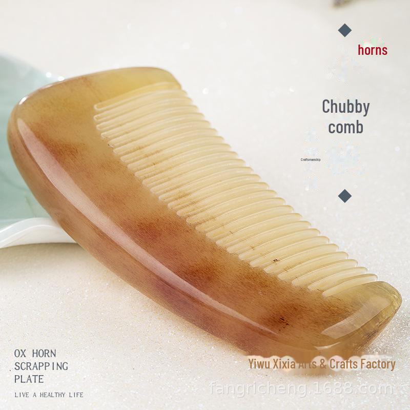 Authentic Horn Anti-Static Massage Comb - Unisex Straight Hair Care, Portable