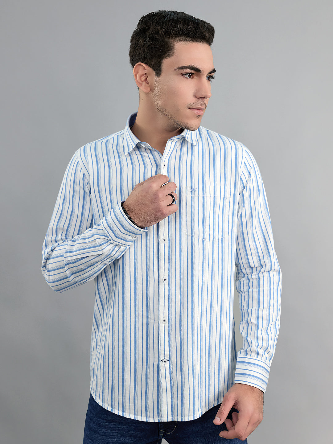 Monte Carlo Men Regular Fit Blue Shirt L
