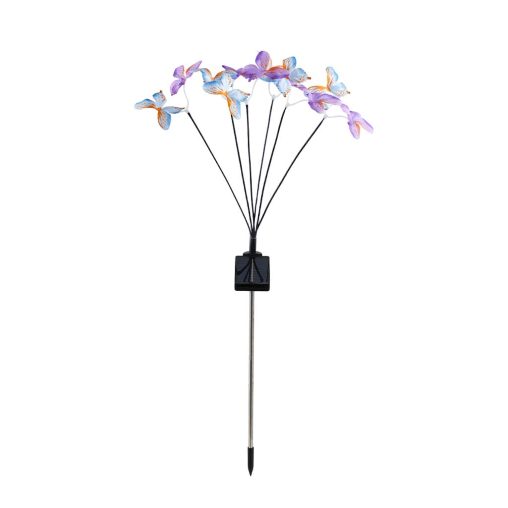 Solar Butterfly Flower Garden Light LED Outdoor Yard Lawn Decorative Lamp with Multiple Butterfly Design and Flexible Stems for Landscape Lighting