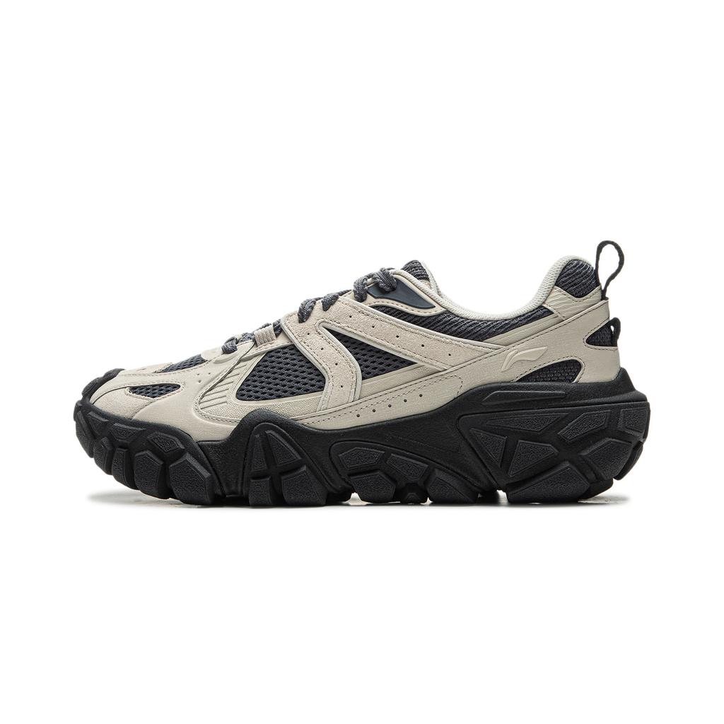 New LiNing Dunes Cushioning Anti Slip Wear Resistant Breathable Height Increasing Low Top Casual Shoes Men's Khaki Black AGCU379-3
