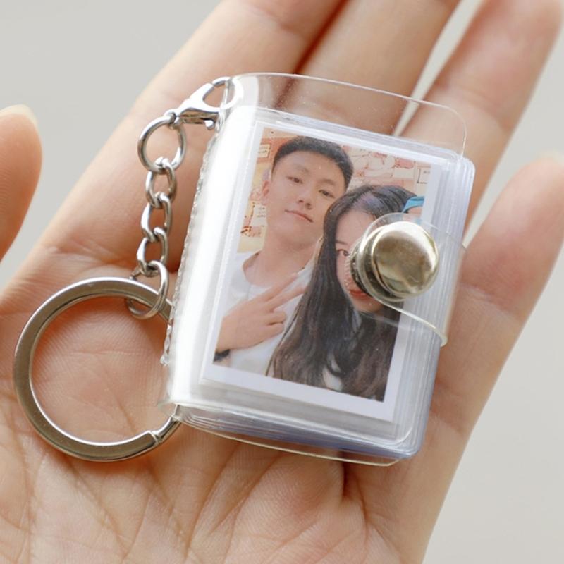 8 Pages Mini Photo Album Keychain Instant Picture Album Pendant Photo Storage Interstitial Pocket Keyring Lover Memory