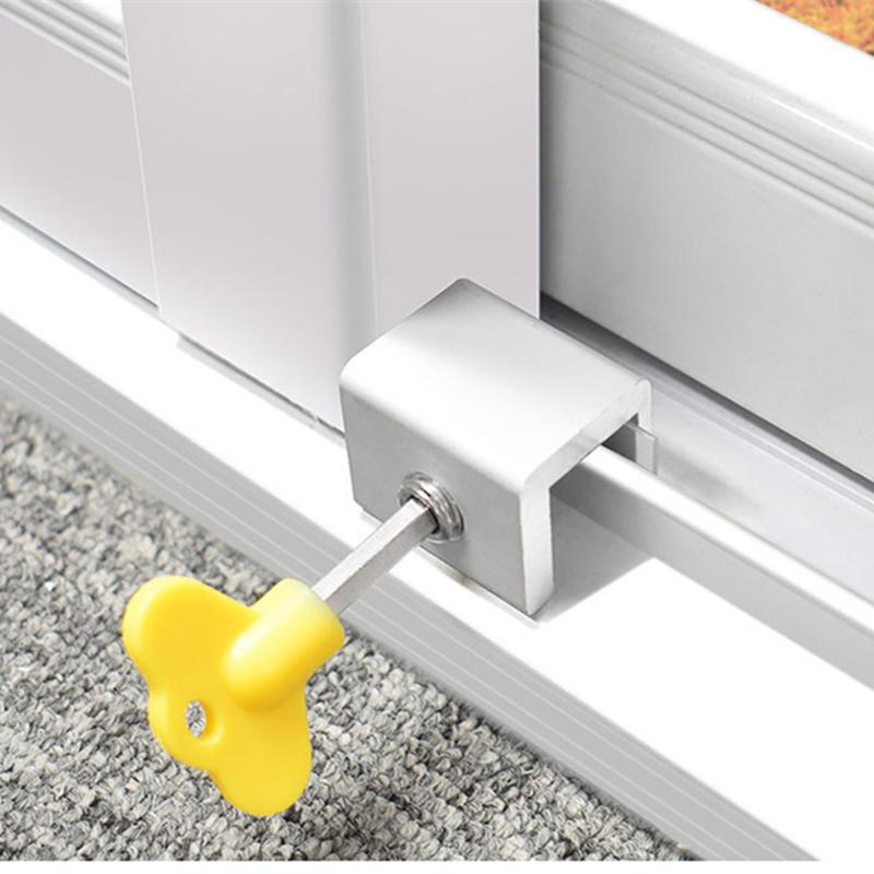 1/4pcs Door Window Lock Stopper Adjustable Security Window Door Lock with Key Wrench Door Frame Security Lock Children Guards