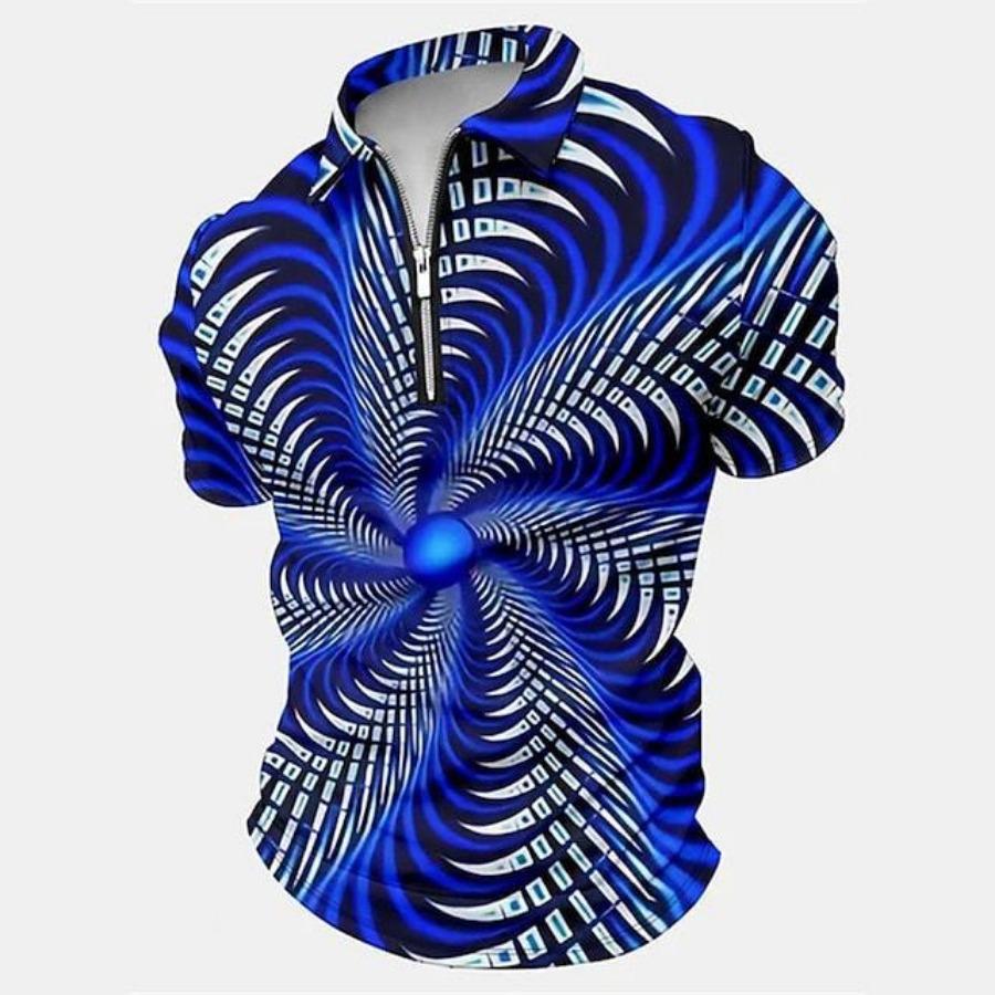 Casual 3d Print Zipper Polo Shirts Mens Sportwear T Shirt Animal Pattern Short Sleeve Summer Polos Top Men