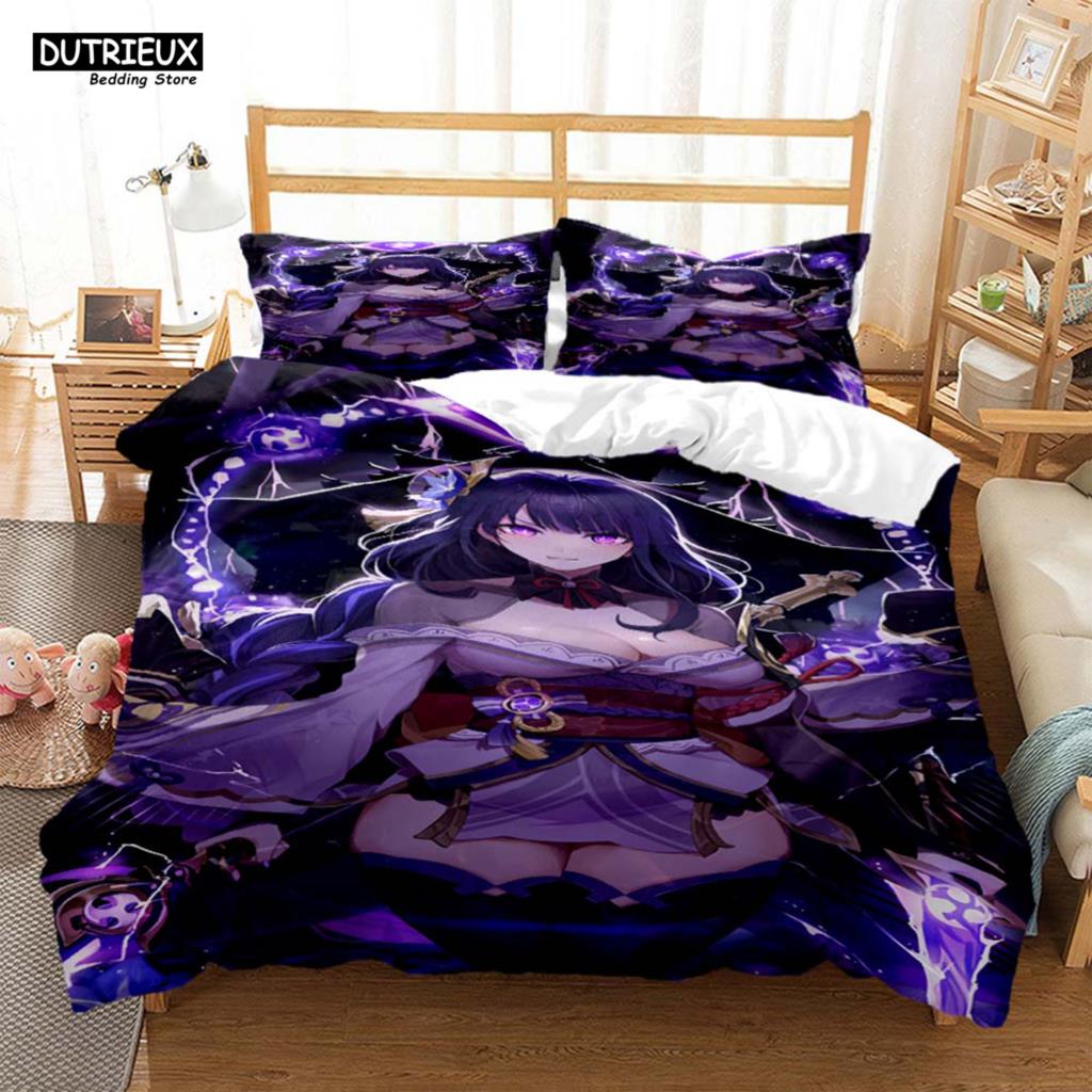Genshin Impact Animation Cartoon Soft And Comfortable Customizable Comforter Bedding Sets Bedding Set Luxury Quilt Cover