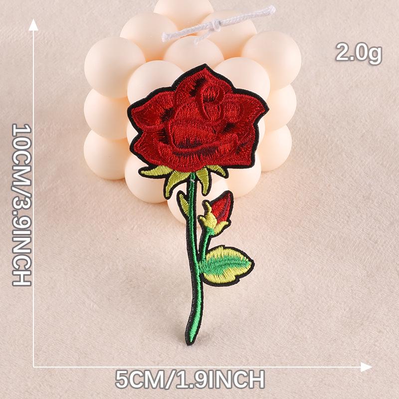 Rose Flower Embroidery Cloth Patch - European & American Style DIY Sticker for Shoes, Hats, Clothing Accessories