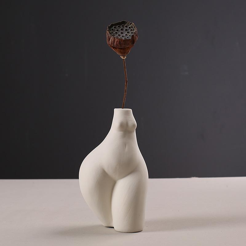 Handmade Household Ornaments Ins Human Body Plastic Art Vase Nordic Household Decoration Ceramic Vase Sculpture White Porcelain