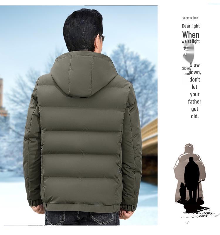 Men's Mid-Length Down Cotton Winter Coat for Dad and Grandpa