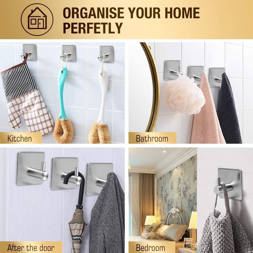 Homlly Tonii Stainless Steel Wall Hook Hangers (X4PCS)