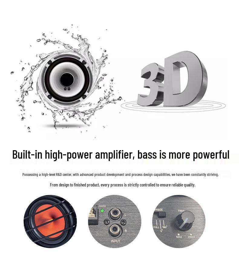 10-Inch Active High-Power Car Subwoofer for Audio Modification