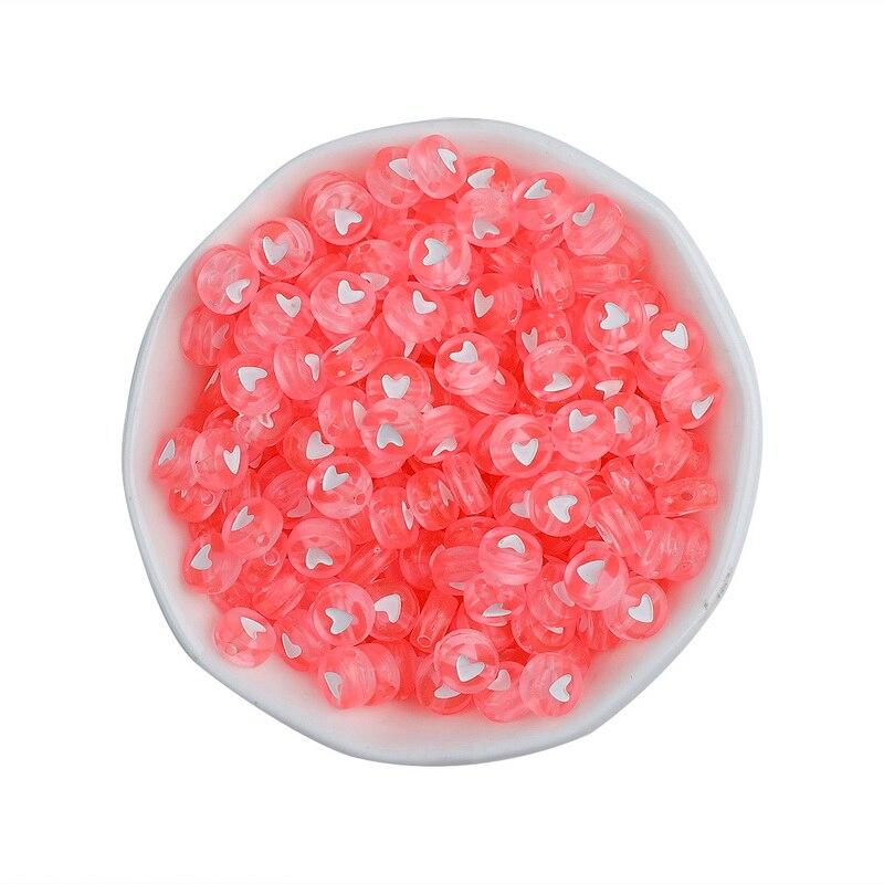 100PCS Acrylic Love Heart Loose Spacer Beads for Jewelry Making
