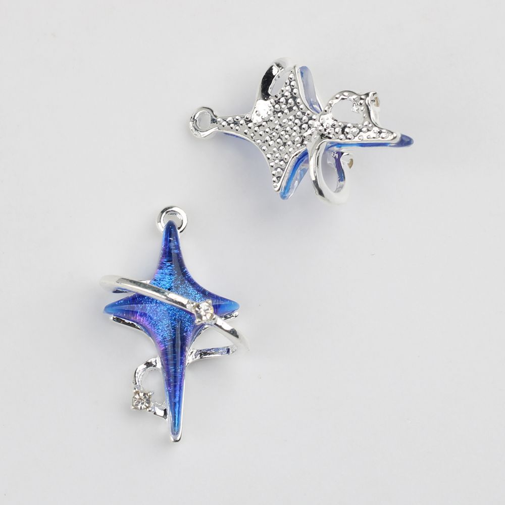 

10pcs/lot Simple Cross Charm Alloy Resin Zircon Pendant for DIY Necklace Bracelet Earrings Jewelry синій