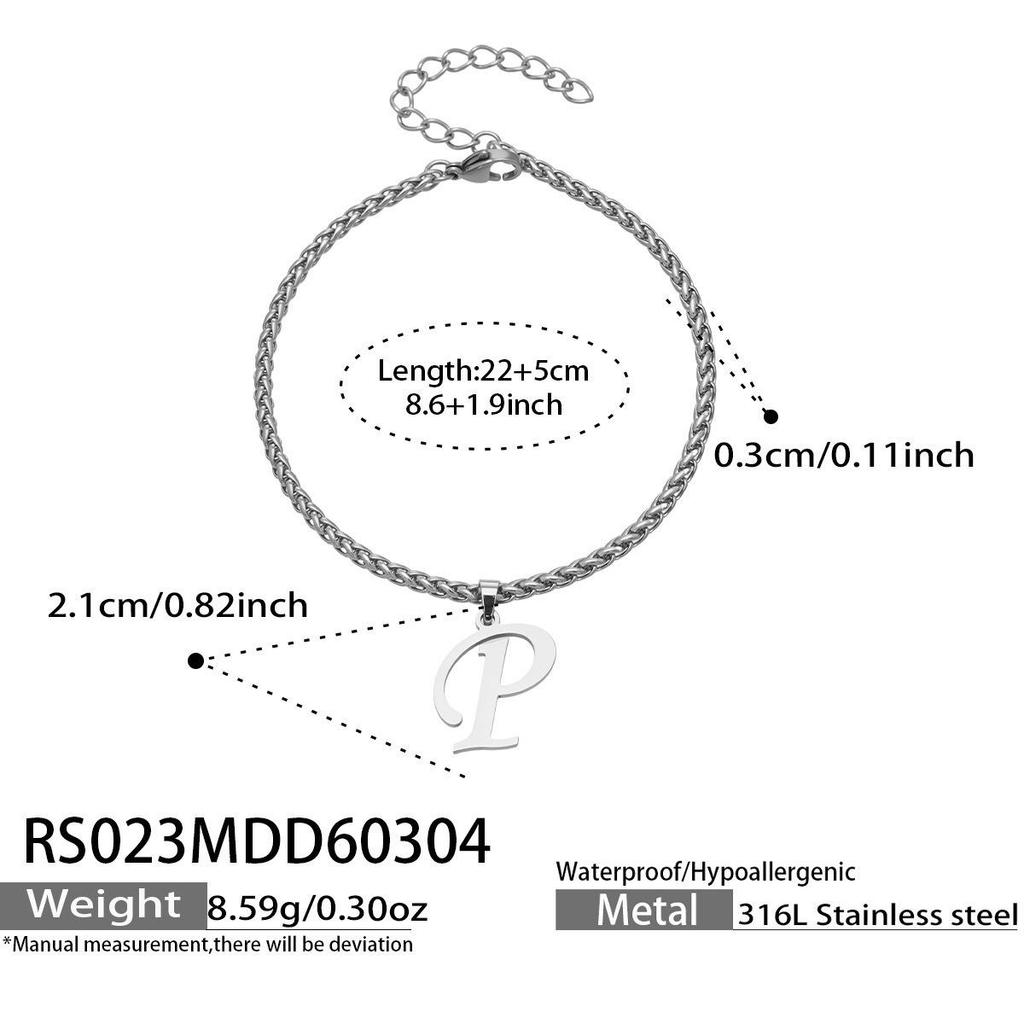 26-Letter Pendant Anklet: Stainless Steel Simple Design Foot Jewelry