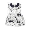 Summer Dress for 3 To 7 Years Old Girls Children Princess Dress Turn Down Collar Girl Casual Black and White Bow Dress