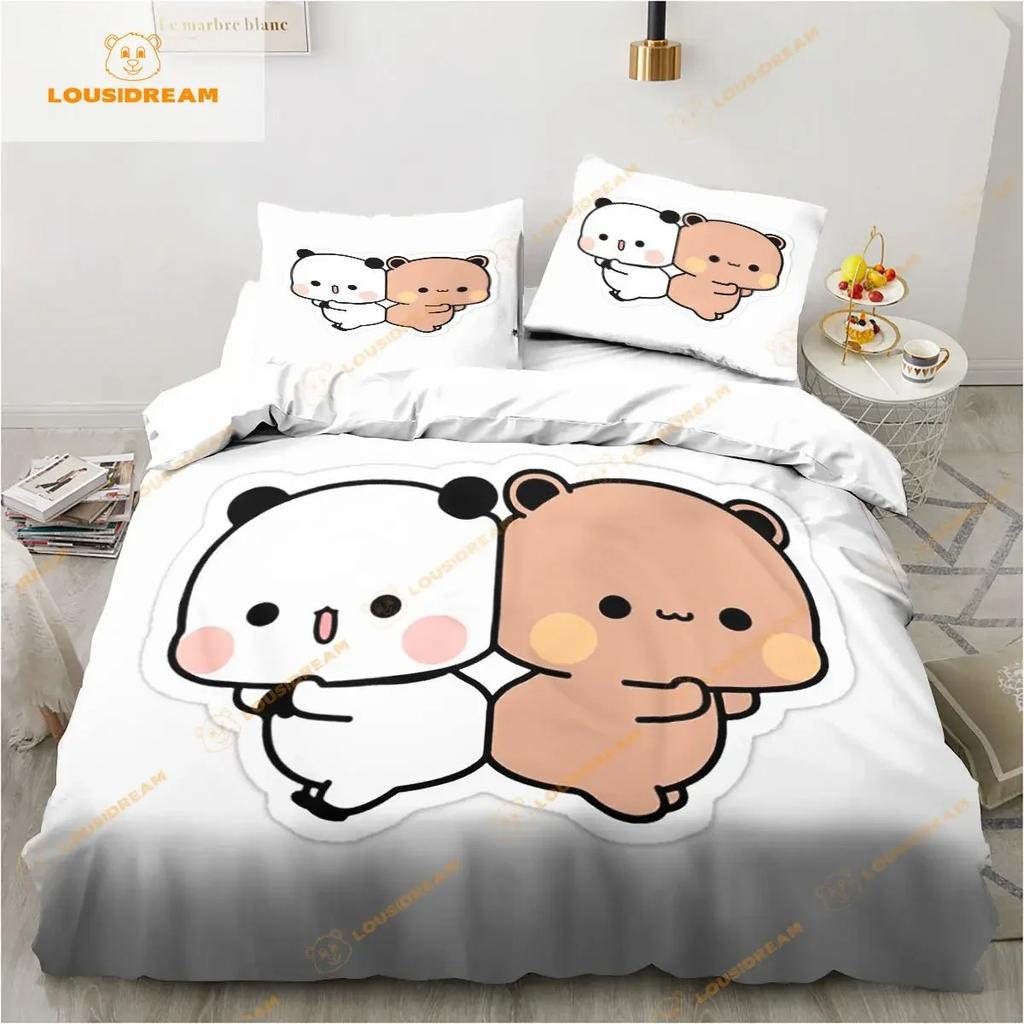 Bubu Dudu Cartoon Cute Bear Kawaii Christmas Gift King Twin Double Child Bedding Set Microfiber or Polyester Duvet Cover Set