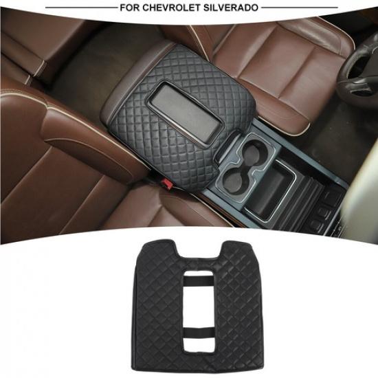 Car Black Leather Central Armrest Cover Pad For Chevy Silverado/GMC SIERRA 2014+