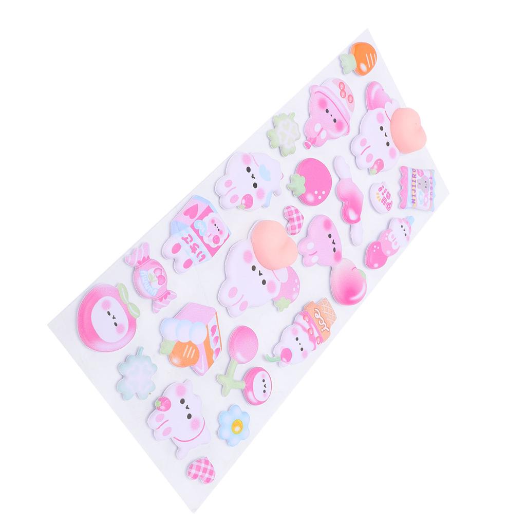 3D Puffy Butt Stickers Pink Bunny Decorative Mini Puffy Animal Stickers for Phone Case Notebook DIY