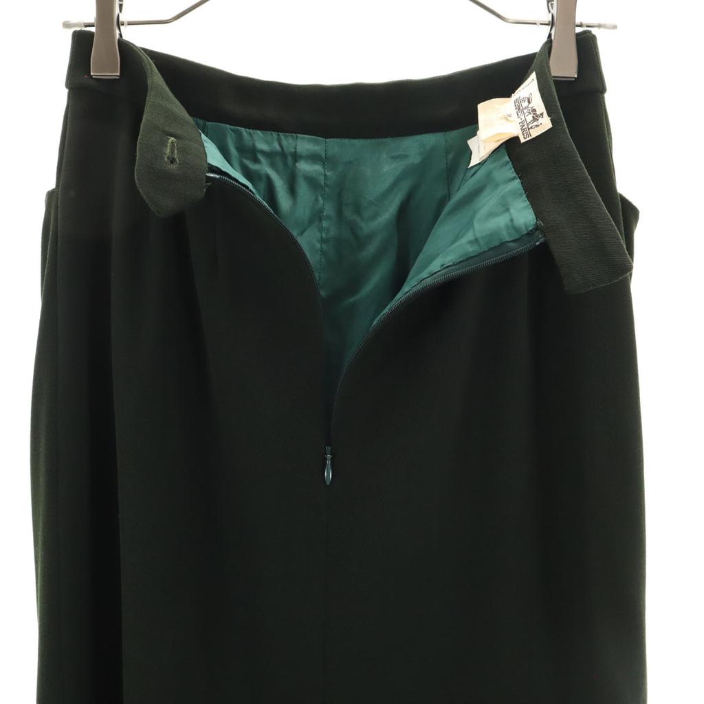 Hermes Made In France Midi Length Tight Skirt 36 Deep Green Women Used