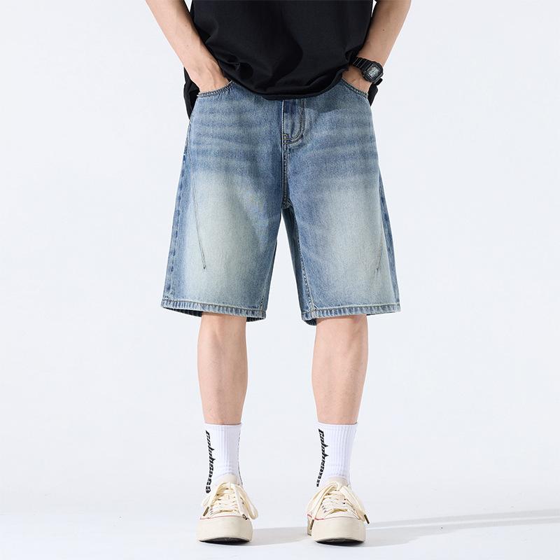 

Летние тонкие прохладные джинсовые шорты мужские американские ретро свободные прямые пятиточечные брюки 40