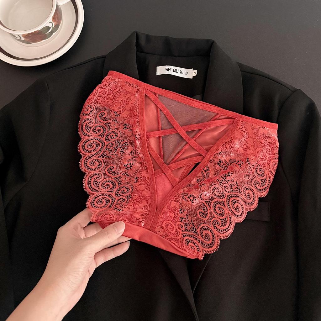 Damen Frühling und Sommer Sexy Spitze Spitze Atmungsaktiv Bequem Baumwollzwickel Dreiecksslip