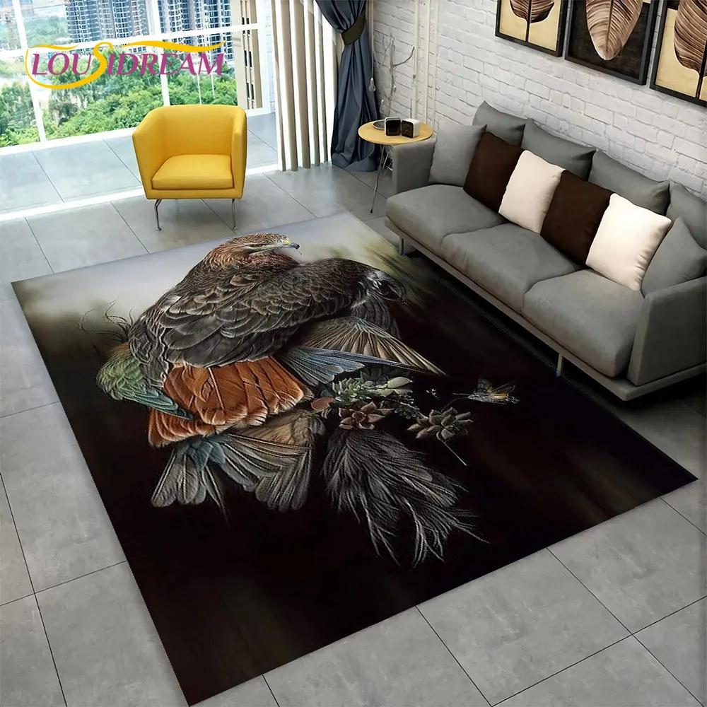 Exquisiter 3D-Teppich mit Vogel- und Blumenmotiv, Teppich für Zuhause, Wohnzimmer, Schlafzimmer, Sofa, Fußmatte, Küchendekoration, rutschfeste Bodenmatte
