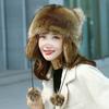Raccoon Plush Hat with Ears Tail Design Windproof Thickened Winter Warm Plush Ear Protection Hat for Kid Adult