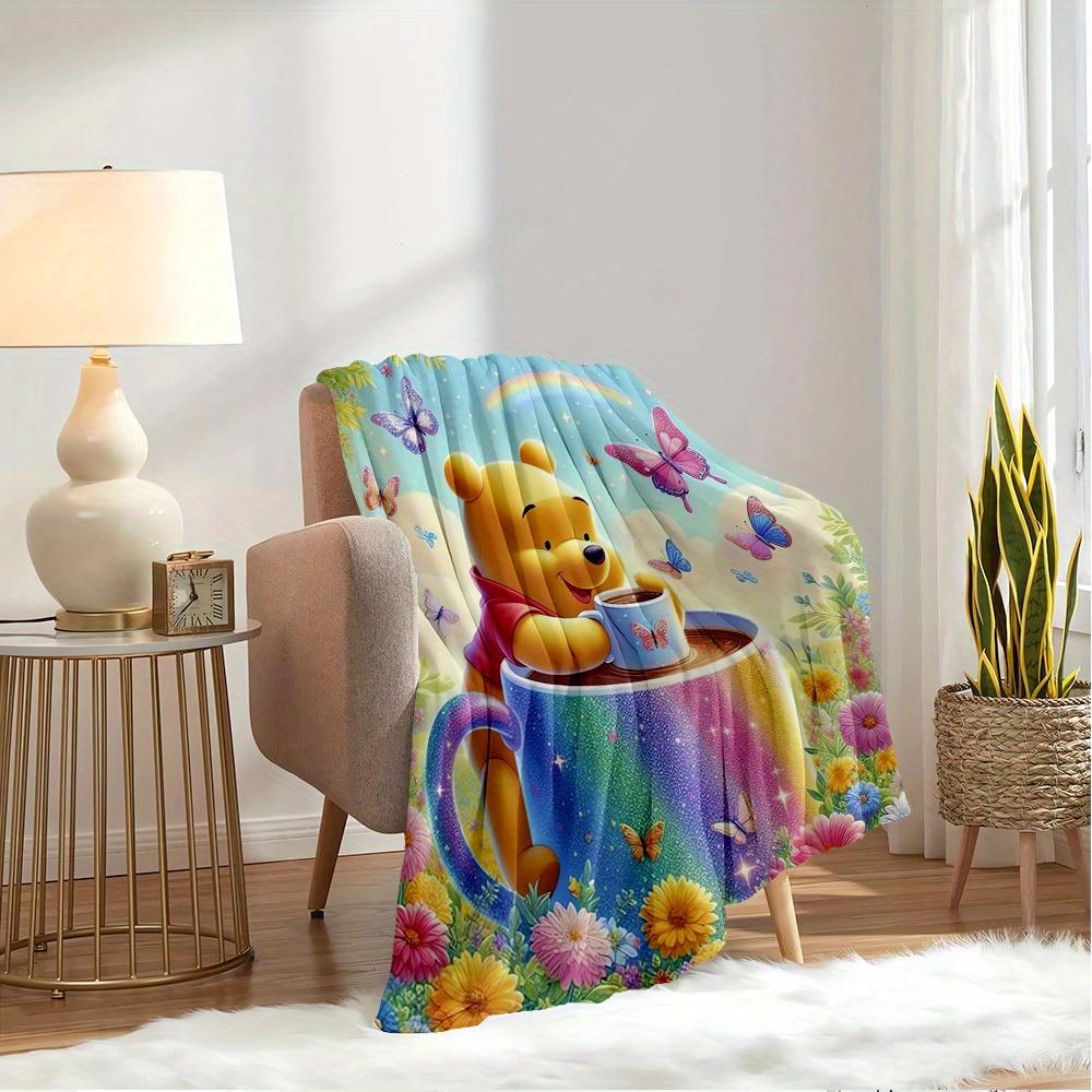 1pc flannel winnie the pooh butterfly rainbow floral bedding throw blanket sofa cover gift home decoration plush
