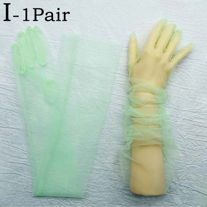 1 Pair Polyester Summer Thin Women's gloves Elegant Long gauze Sunscreen gloves Bridal dress gloves Fashion Dress gloves