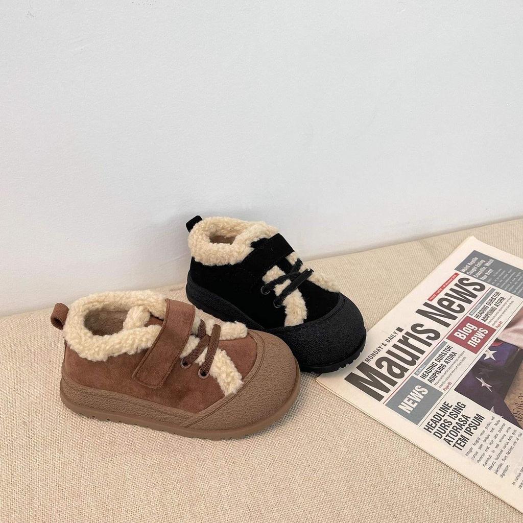Children's cotton shoes 2025 winter new boys' velvet board shoes girls' warm two cotton shoes soft-soled baby Birkenstocks